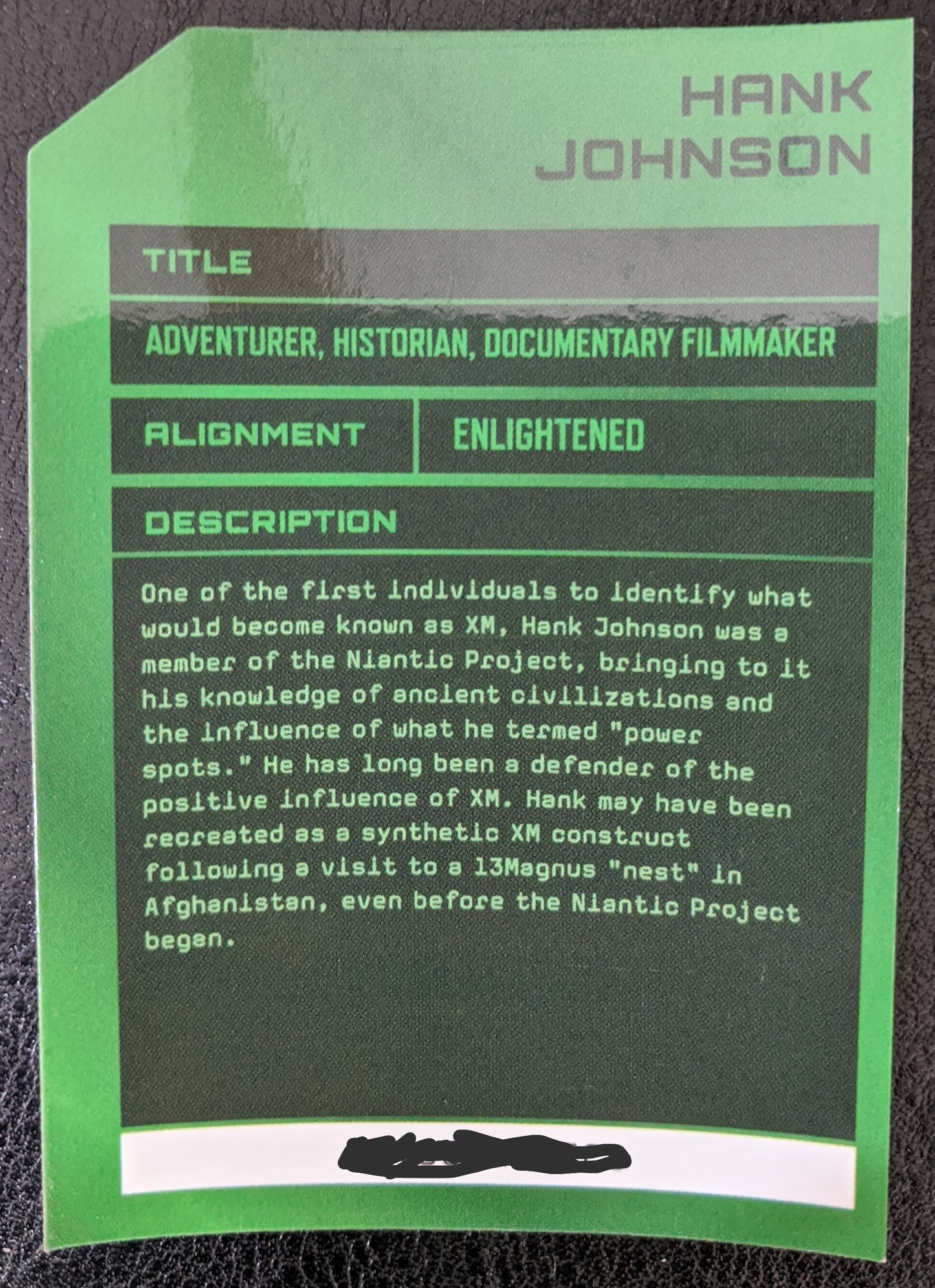 2022 Hank Johnson Character Card - includes passcode