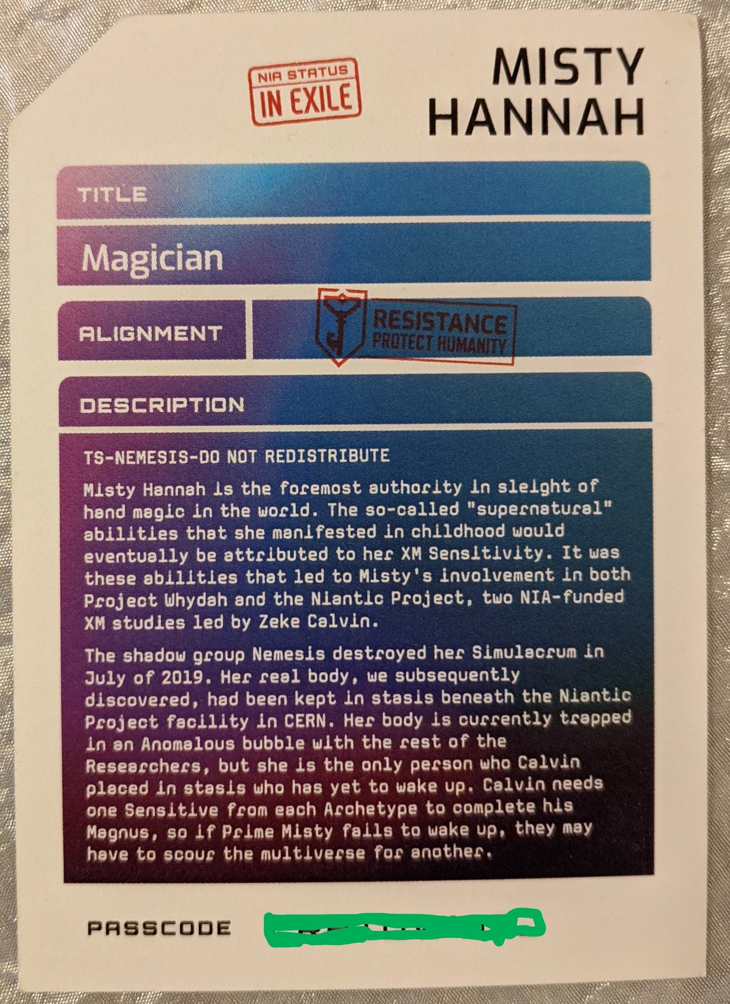 2019 Misty Hannah Card - includes passcode