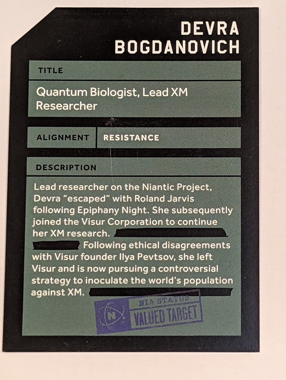 DEVRA BOGSANOVICH Legacy Character Card - NO PASSCODE