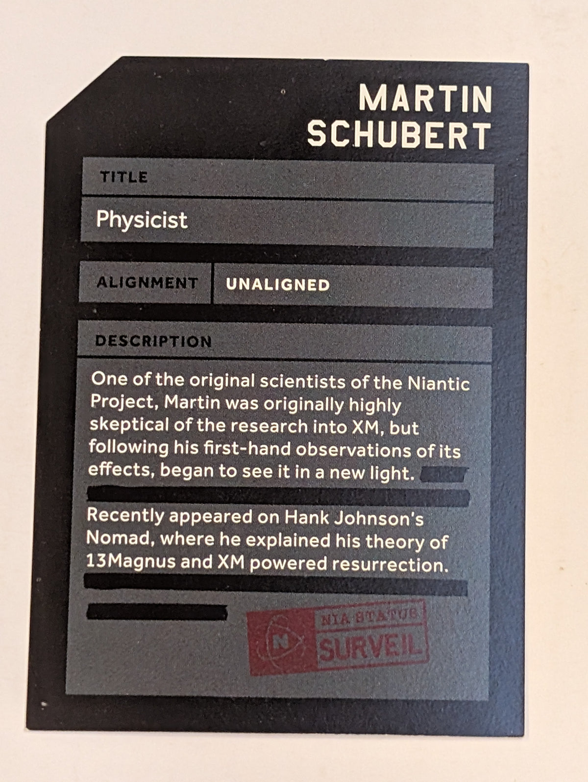 MARTIN SCHUBERT Legacy Character Card - NO PASSCODE